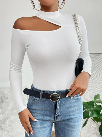 PETITE Mock Neck Cut Out Tee
