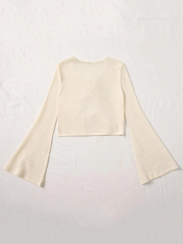 Tie Front Bell Sleeve Crop Top