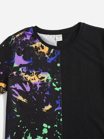 Boys Reflective Splattered Paint Tee & Shorts
