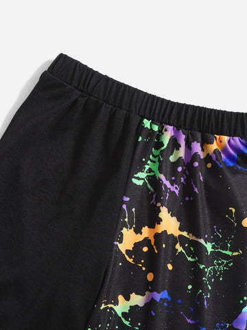 Boys Reflective Splattered Paint Tee & Shorts