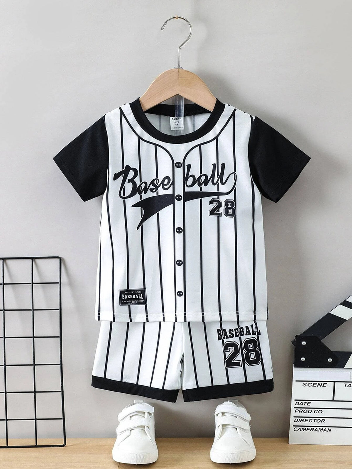 Toddler Boys Striped & Letter Graphic Tee & Shorts