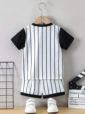 Toddler Boys Striped & Letter Graphic Tee & Shorts
