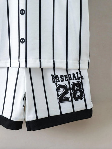 Toddler Boys Striped & Letter Graphic Tee & Shorts