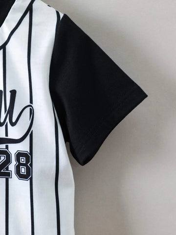 Toddler Boys Striped & Letter Graphic Tee & Shorts