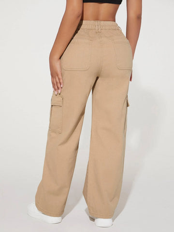 PETITE High Waist Flap Pocket Cargo Jeans