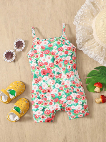 Baby Allover Floral Print Cami Romper