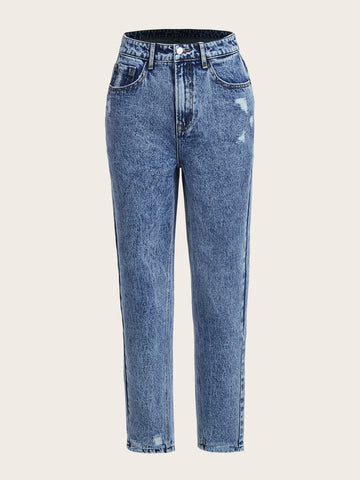 Zipper Fly Tapered Jeans