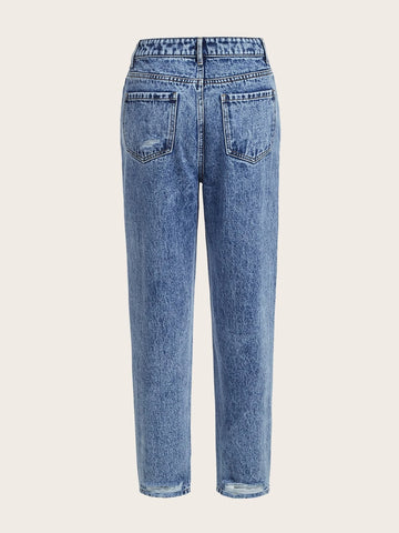 Zipper Fly Tapered Jeans