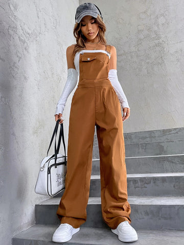 1pc Flap Pocket Overalls