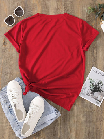 Letter Graphic Round Neck Tee