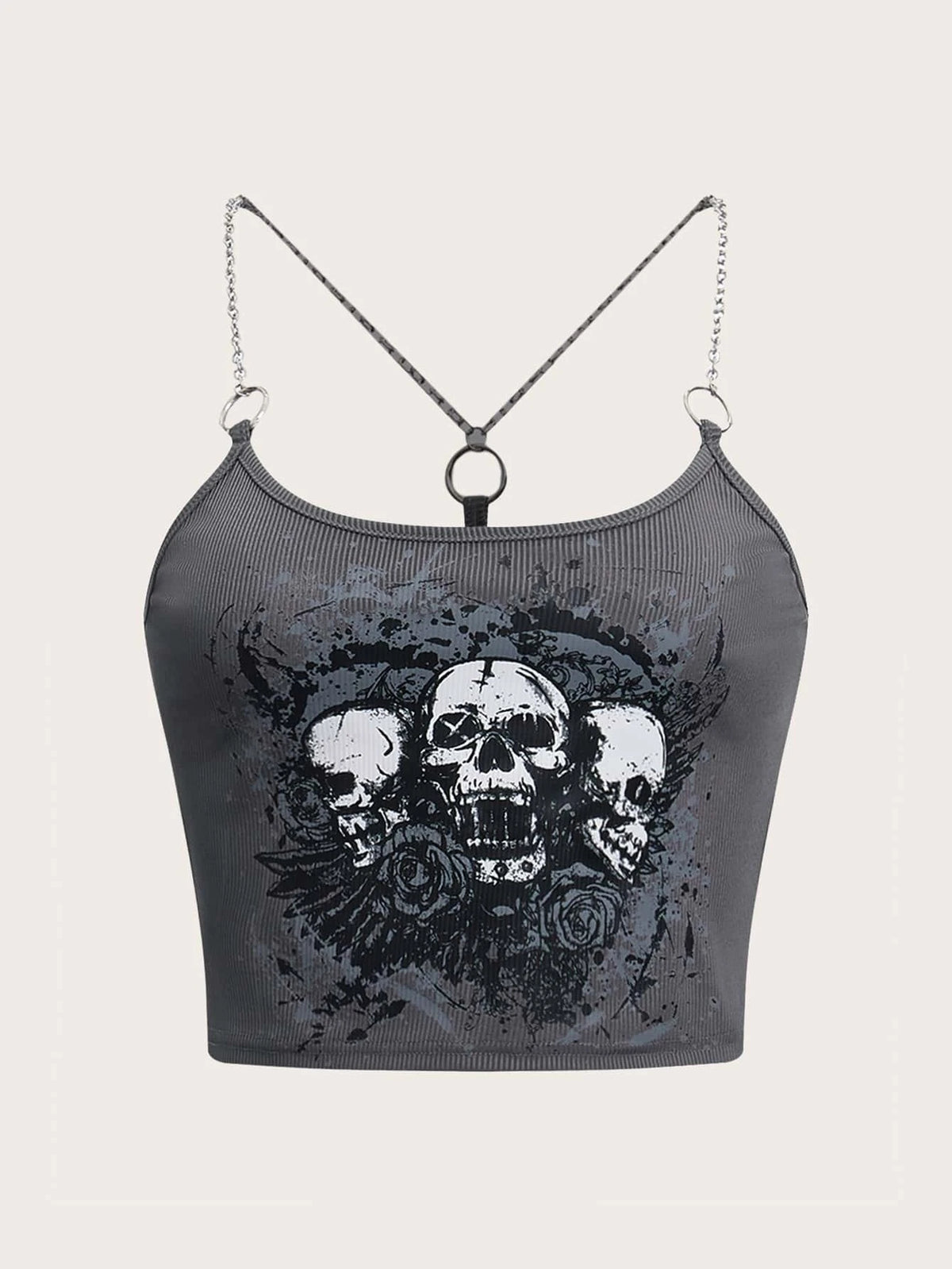 ROMWE STPL Skull Print Chain Cami Top