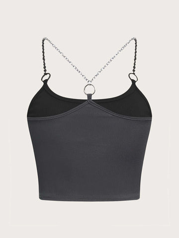 ROMWE STPL Skull Print Chain Cami Top