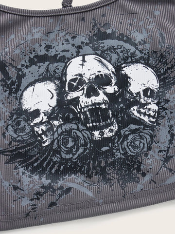 ROMWE STPL Skull Print Chain Cami Top