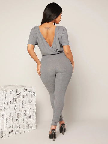 SXY Backless Drawstring Front Jumpsuit