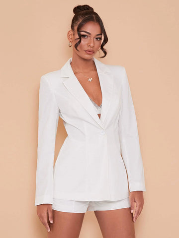 BAE Lapel Neck Single Button Blazer & Shorts