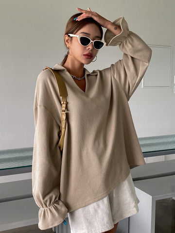 DAZY Solid Flounce Sleeve Tee