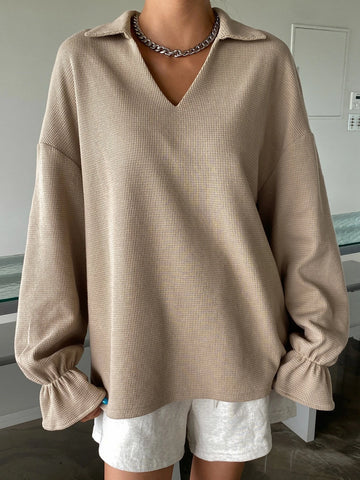 DAZY Solid Flounce Sleeve Tee