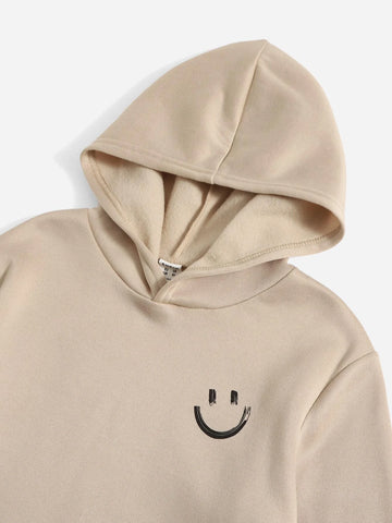 Boys Cartoon Face Print Thermal Hoodie & Sweatpants