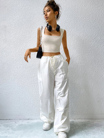 Ribbed Knit Crop Tank Top