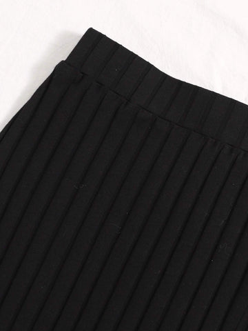 Split Hem Patch Detail Skirt