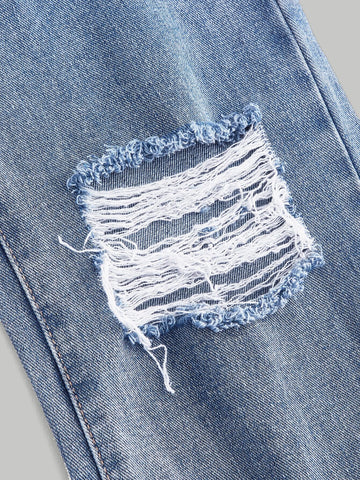 MOD Raw Hem Ripped Flared Leg Jeans