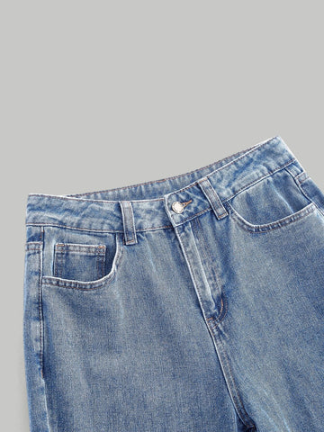 MOD Raw Hem Ripped Flared Leg Jeans