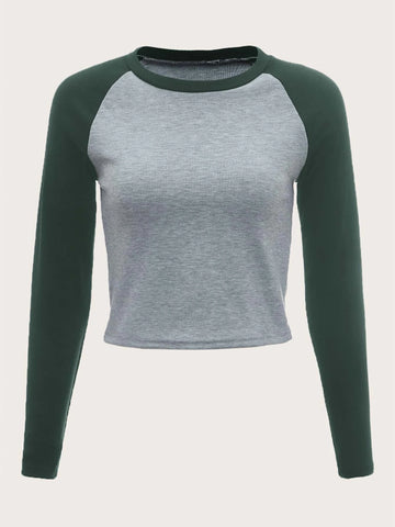 ROMWE STPL Color-block Raglan Sleeve Tee