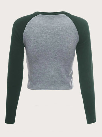 ROMWE STPL Color-block Raglan Sleeve Tee