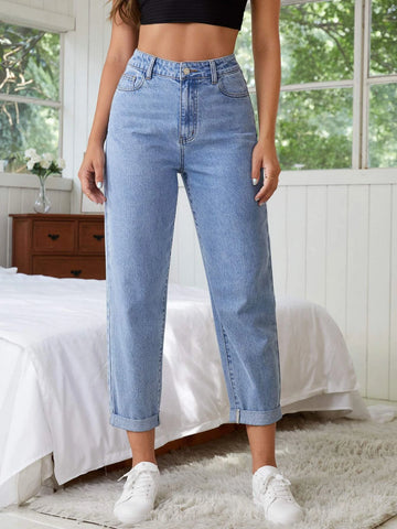 High Waist Straight Leg Jeans