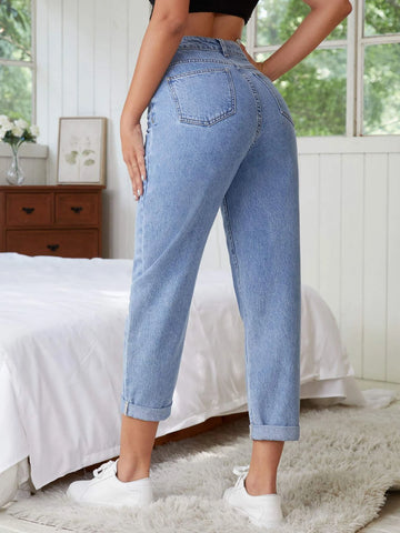 High Waist Straight Leg Jeans