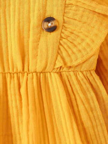 Newborn Baby Ruffle Trim Textured Jumpsuit With Accessory Headband