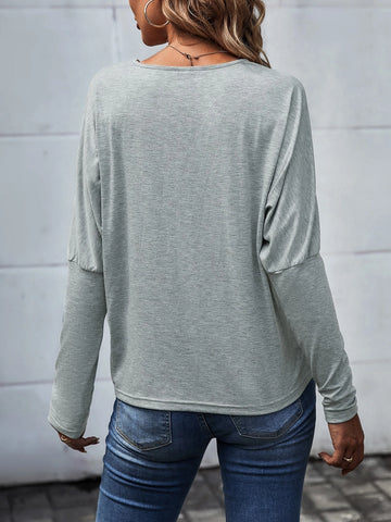 Guipure Lace Panel Batwing Sleeve Tee