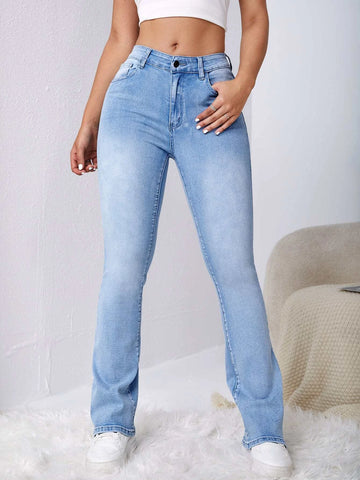 Graphic Embroidery Flare Leg Jeans
