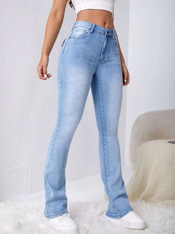 Graphic Embroidery Flare Leg Jeans