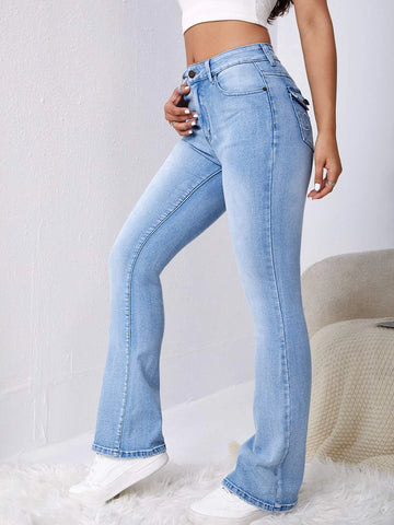 Graphic Embroidery Flare Leg Jeans