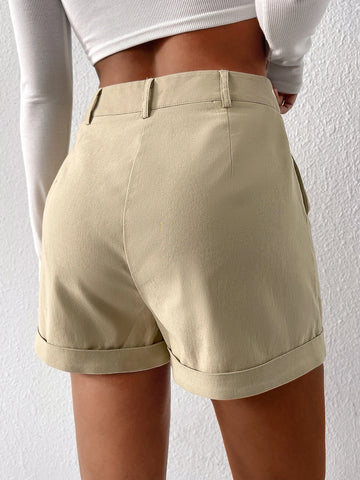 PETITE Roll Hem High Waist Shorts