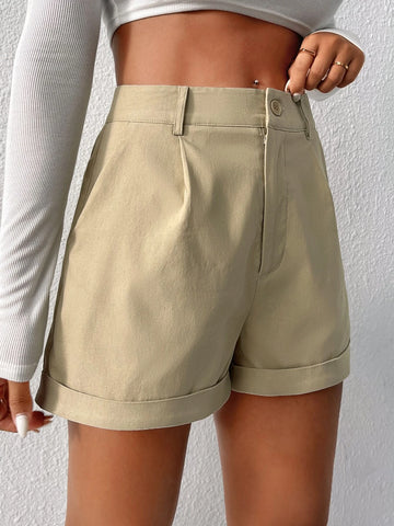 PETITE Roll Hem High Waist Shorts