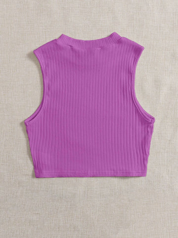 Solid Rib-knit Tank Top