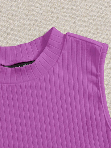Solid Rib-knit Tank Top