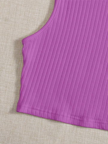 Solid Rib-knit Tank Top