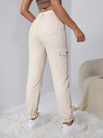 Press Crease Flap Pocket Side Cargo Jeans