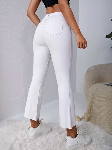 Frayed Hem Flare Leg Jeans