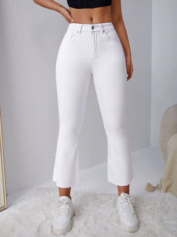 Frayed Hem Flare Leg Jeans