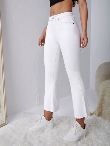 Frayed Hem Flare Leg Jeans