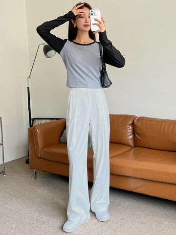 DAZY Two Tone Rib-knit Tee