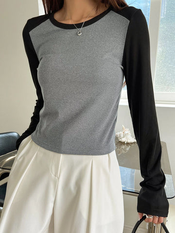 DAZY Two Tone Rib-knit Tee