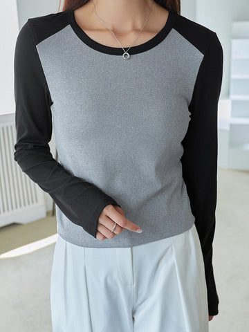 DAZY Two Tone Rib-knit Tee