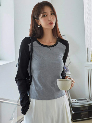 DAZY Two Tone Rib-knit Tee
