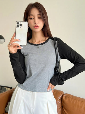 DAZY Two Tone Rib-knit Tee