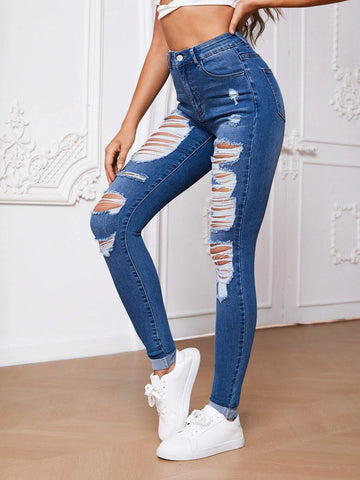Tall High Waist Ripped Skinny Jeans